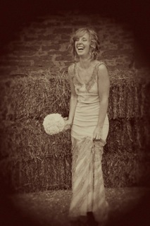 Brooke or "Daisy" looking lovely  in her  1930s net and lace dress that she wore for her wedding.